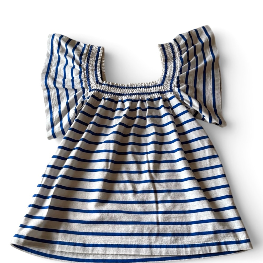 J. Crew - Blue and White Striped Flutter Top - XXS
